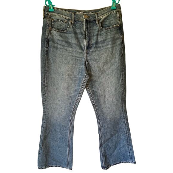American Eagle Light Wash Distressed Flare Jean Size 12 Long - Picture 1 of 13